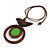 Brown/ Green Bird and Circle Wooden Pendant Cotton Cord Long Necklace - 84cm L/ 10cm Pendant - view 7