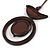 Brown Bird and Circle Wooden Pendant Cotton Cord Long Necklace - 84cm L/ 10cm Pendant - view 4