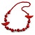 Red Wood Bead Bird Long Necklace - 80cm Long - view 2