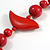 Red Wood Bead Bird Long Necklace - 80cm Long - view 4