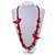 Red Wood Bead Bird Long Necklace - 80cm Long - view 3