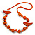 Orange Wood Bead Bird Long Necklace - 80cm Long - view 5