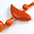 Orange Wood Bead Bird Long Necklace - 80cm Long - view 6