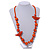 Orange Wood Bead Bird Long Necklace - 80cm Long - view 2