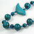 Teal Wood Bead Bird Long Necklace - 80cm Long - view 7