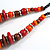 Brown/ Red/ Orange Wood Button/ Round Bead Black Cotton Cord Necklace - 80cm Max Lenght - Adjustable - view 5
