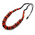 Brown/ Red/ Orange Wood Button/ Round Bead Black Cotton Cord Necklace - 80cm Max Lenght - Adjustable - view 2