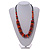 Brown/ Red/ Orange Wood Button/ Round Bead Black Cotton Cord Necklace - 80cm Max Lenght - Adjustable - view 3
