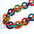 Multicoloured Wooden Ring and Bead Cotton Cord Long Necklace - 90cm L/ Adjustable - view 4