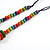 Multicoloured Wooden Ring and Bead Cotton Cord Long Necklace - 90cm L/ Adjustable - view 5