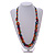 Multicoloured Wooden Ring and Bead Cotton Cord Long Necklace - 90cm L/ Adjustable - view 3