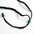 Statement Teal Wooden Bead Fringe Black Cotton Cord Necklace - Adjustable - view 6