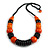 Orange/ Black Wood Bead Black Cord Necklace - 64cm L - view 2