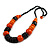 Orange/ Black Wood Bead Black Cord Necklace - 64cm L - view 8