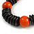Orange/ Black Wood Bead Black Cord Necklace - 64cm L - view 4