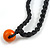 Orange/ Black Wood Bead Black Cord Necklace - 64cm L - view 7