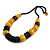 Yellow/ Black Wood Bead Black Cord Necklace - 64cm L - view 2