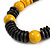 Yellow/ Black Wood Bead Black Cord Necklace - 64cm L - view 4