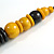 Yellow/ Black Wood Bead Black Cord Necklace - 64cm L - view 5