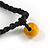 Yellow/ Black Wood Bead Black Cord Necklace - 64cm L - view 6
