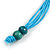 Teal Green Multistrand Layered Wood Bead with Cotton Cord Necklace - 90cm Max length- Adjustable - view 5