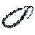 Dark Blue Wood Bead Grass Green Cotton Cord Necklace - 80cm Max Length - Adjustable - view 4