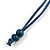 Dark Blue Wood Bead Grass Green Cotton Cord Necklace - 80cm Max Length - Adjustable - view 7