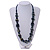 Dark Blue Wood Bead Grass Green Cotton Cord Necklace - 80cm Max Length - Adjustable - view 2
