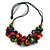 Multicoloured Wooden Round Bead and Ring Cotton Cord Long Necklace - 80cm Max/ Adjustable - view 2