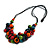 Multicoloured Wooden Round Bead and Ring Cotton Cord Long Necklace - 80cm Max/ Adjustable - view 4