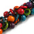 Multicoloured Wooden Round Bead and Ring Cotton Cord Long Necklace - 80cm Max/ Adjustable - view 6
