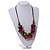 Multicoloured Wooden Round Bead and Ring Cotton Cord Long Necklace - 80cm Max/ Adjustable - view 3