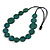 Geometric Washed Teal Green Coloured Coin Wood Bead Black Cord Necklace - 84cm Long Adjustable - view 6