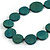 Geometric Washed Teal Green Coloured Coin Wood Bead Black Cord Necklace - 84cm Long Adjustable - view 4