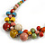 Multicoloured Ceramic Beaded Cluster Necklace with Brown Silk Cord 60-70cm L/ Adjustable - view 4