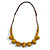 Dusty Yellow Oval/ Round Ceramic Bead Brown Silk Cords Necklace - Adjustable - 60cm to 70cm Long - view 6