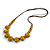 Dusty Yellow Oval/ Round Ceramic Bead Brown Silk Cords Necklace - Adjustable - 60cm to 70cm Long - view 7