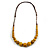 Dusty Yellow Ceramic Bead Brown Silk Cords Necklace - Adjustable - 60cm to 70cm Long - view 4