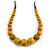 Dusty Yellow Ceramic Bead Brown Silk Cords Necklace - Adjustable - 60cm to 70cm Long - view 2