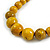 Dusty Yellow Ceramic Bead Brown Silk Cords Necklace - Adjustable - 60cm to 70cm Long - view 7