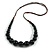 Black Ceramic Bead Brown Silk Cords Necklace 60-70cm L/ Adjustable