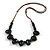 Black Oval/ Round Ceramic Bead Brown Silk Cords Necklace 60-70cm L/ Adjustable