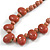 Dusty Pink Oval/ Round Ceramic Bead Brown Silk Cords Necklace - Adjustable - 60cm to 70cm Long - view 4