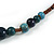 Teal/ Blue Oval/ Round Ceramic Bead Tassel Necklace with Brown Silk Cord/ 70-80cmL/ Adjustable - view 6