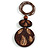 Long Cotton Cord Wooden Pendant with Feather Pattern In Dark Brown - 76cm L - view 2