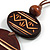 Long Cotton Cord Wooden Pendant with Arrow Pattern In Dark Brown - 76cm L - view 5