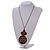 Long Cotton Cord Wooden Pendant with Arrow Pattern In Dark Brown - 76cm L - view 3