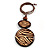 Long Cotton Cord Wooden Pendant with Curvy Lines Pattern In Dark Brown - 76cm L - view 2