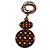 Long Cotton Cord Wooden Pendant with Dotted Motif In Dark Brown - 76cm L - view 2