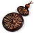 Long Cotton Cord Wooden Pendant with Leaf Motif In Dark Brown - 76cm L - view 2